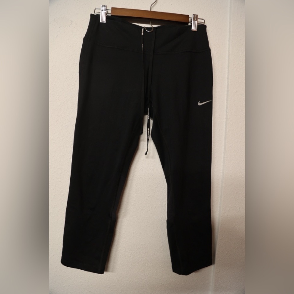 Nike Running Dri-Fit Cropped Leggings M — Reflective Dots, Zip Pocket
